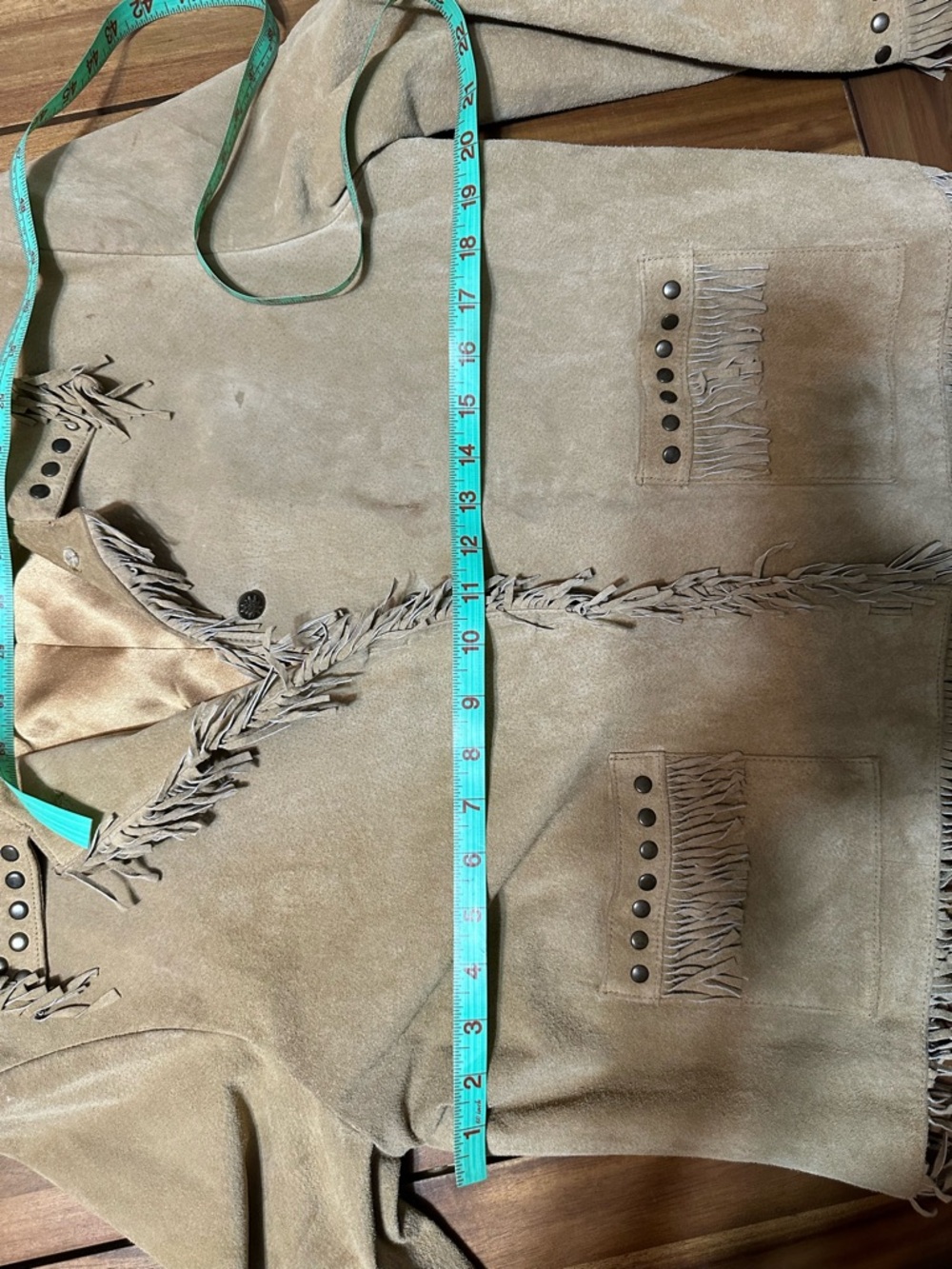 Boho Tan Suede Fringe & Stud Western Leather Jacket - Picture 6 of 9